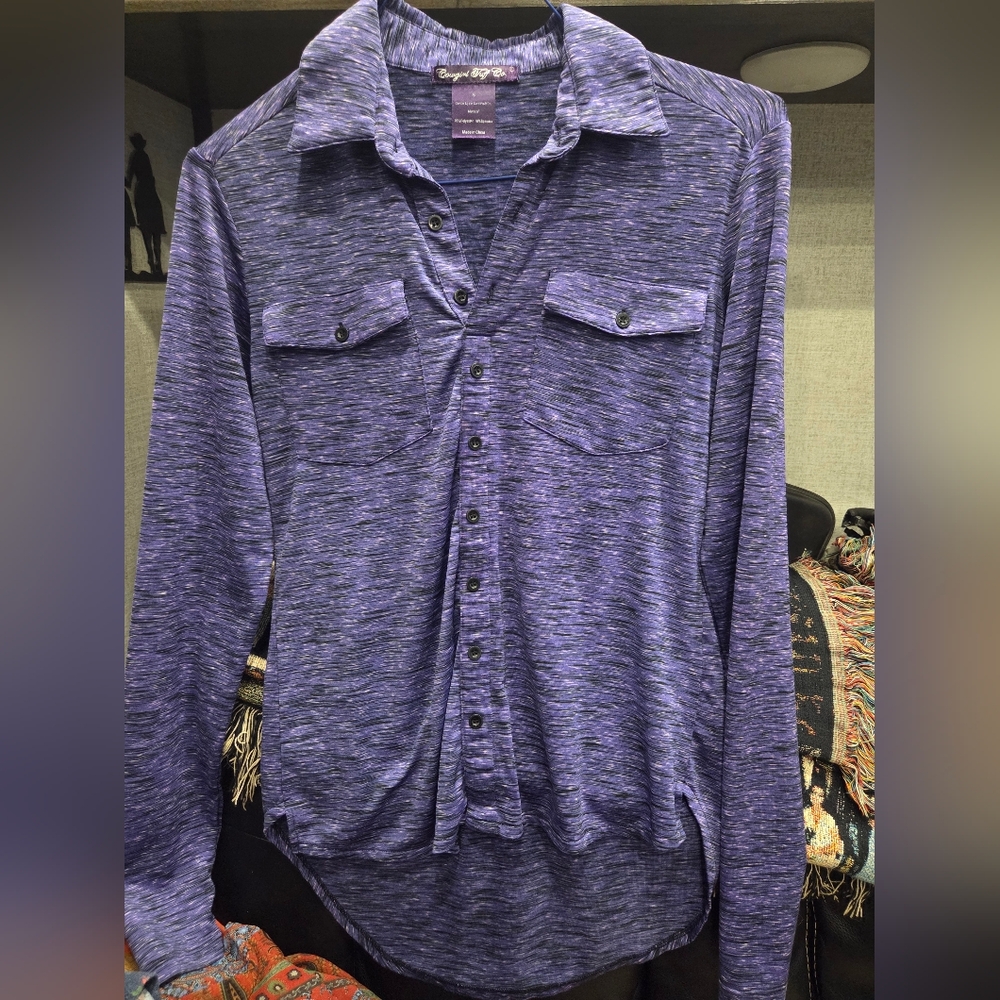 Women's Casual Purple Button-Down Shirt